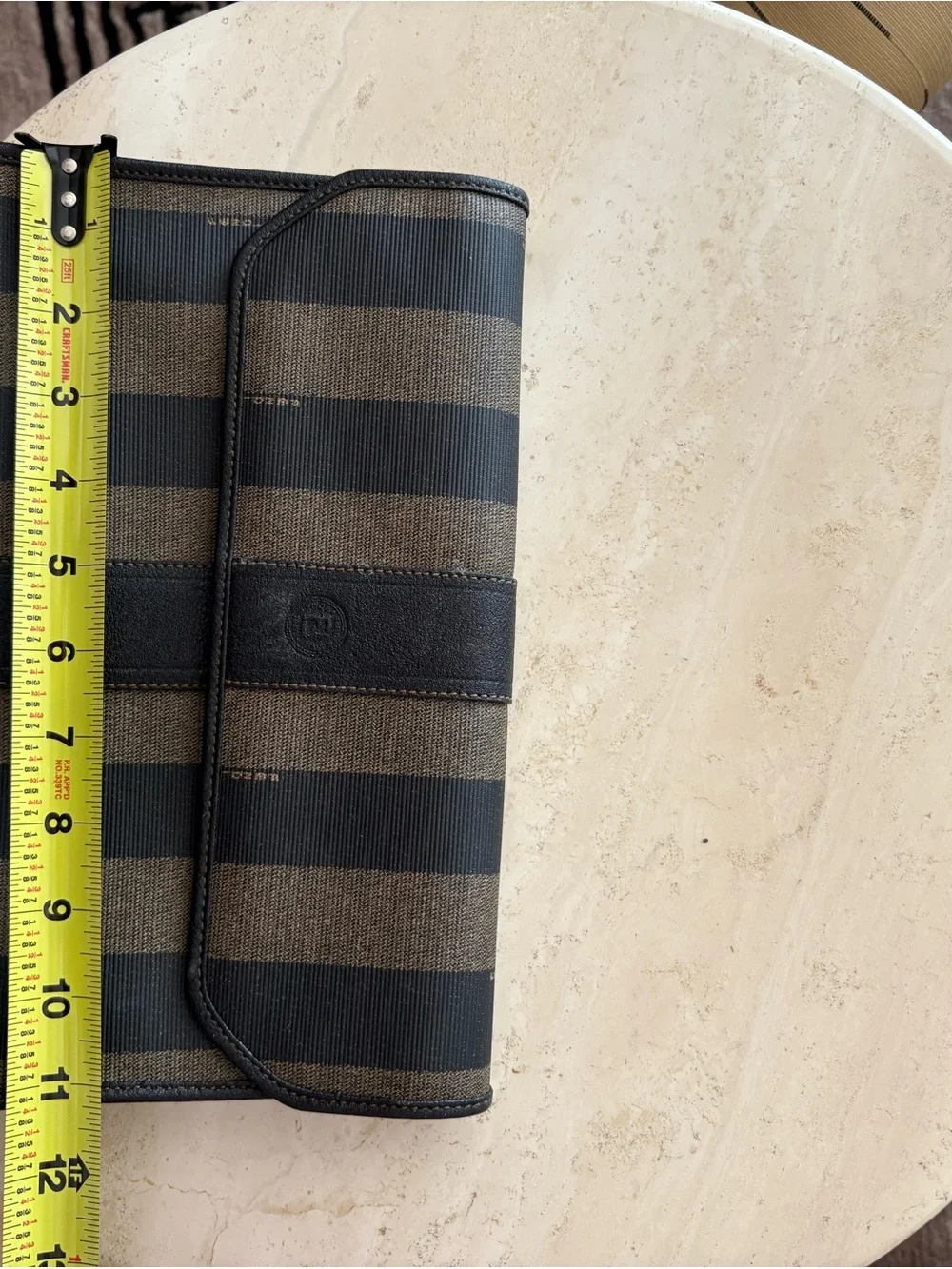 Fendi Striped Pequin Fold-Over Clutch